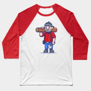 Cute Carpenter Holding Ax And Wood Baseball T-Shirt